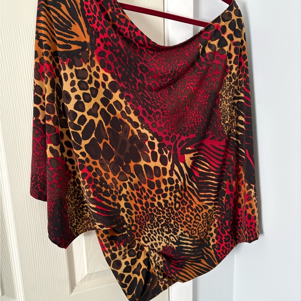 Leopard Print Batwing Women's Top - 2X